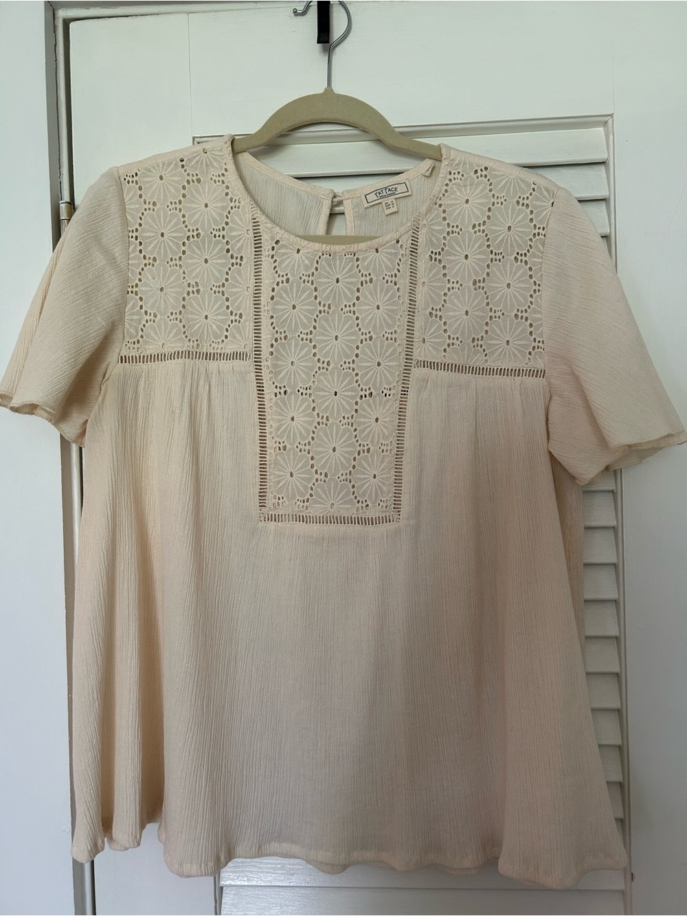 Fat Face Cream Eyelet Yoke Midi Top